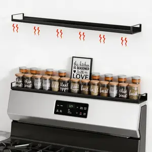 Magnetic Over Stove Spice Rack | 20"-30" Expandable Matte Black Metal | Instant Space Saver for Kitchen Counter Clutter | Renter Friendly Home Hack