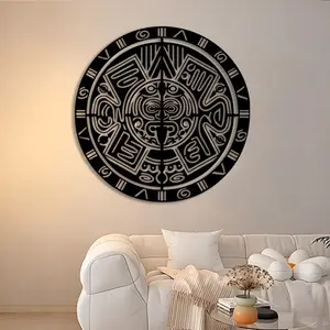 1pc Aztec Calendar Metal Wall Art, Aztec Calendar Statue Mural, Perfect for Ethnic Room, Cultural Space, Ancient Decor, Solstice Decor, Ideal Gift for Historians