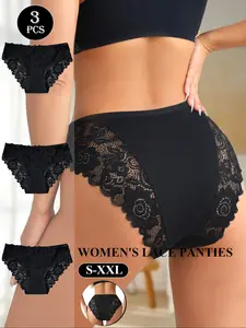 3/5 Pack Women’s Sexy Lace Triangle Panties – Low-Waist Hollow-Out Lingerie Set, Great for Daily Use & Stylish Outfits, Womenswear