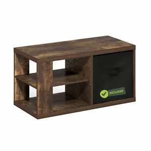 VIOLA Coffee Table, 3-Tier Modern Coffee Table with 1.2 Thick Tabletop, Side Table with Open Shelf and Storage Bin, for Living Room, Bedroom, Home Office, Amber Pine