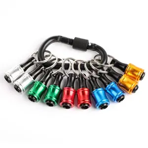 10pcs Portable Drill Bit Holder Keychain, 1/4 Inch Hex Shank Screwdriver Clamp, Impact Drill Extension Nut Screwdriver, Hook Ring, Screwdriver Bit Clip