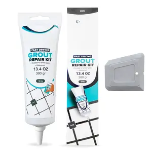 Tile Grout - Large Grout Filler Repairs Renews Tube, Fast Drying Grout Repair Kit, Odorless Formula - Grout Floater Included - 13.4oz / 380gr (Grey)