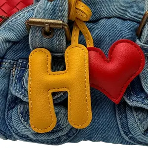 Cute PuLeather Bag Charm Heart Shape and H Charming Design Good Quality Trendy Colors Stylish Accessory