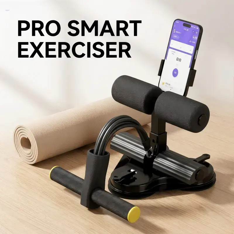 Unisex Modern Heart Shape Abdominal Exercise Equipment with Dual Foot Straps, Resistance Bands, Portable Sit-Up Trainer for Core Workout, Ab Training, Home Gym Use, Compact Easy-to-Store Design