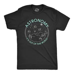 Mens Astronomy It's Out Of This World T Shirt Funny Outer Space Solar System Tee Mens Funny T Shirts Cool Vintage Fashion T-Shirt Gift Classic Menswear Funny Space Short Sleeve Novelty Tees for Guys Black