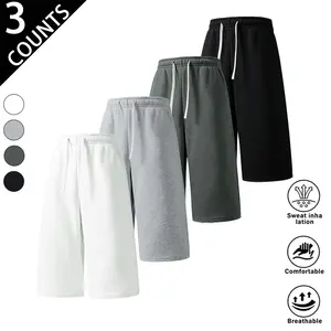 3-pack men’s loose 7/8 joggers with a drawstring elastic waistband, comfortable breathable fabric, wide-leg fit that flatters all body types, suitable for everyday casual wear, sports fitness, and more—versatile and practical.