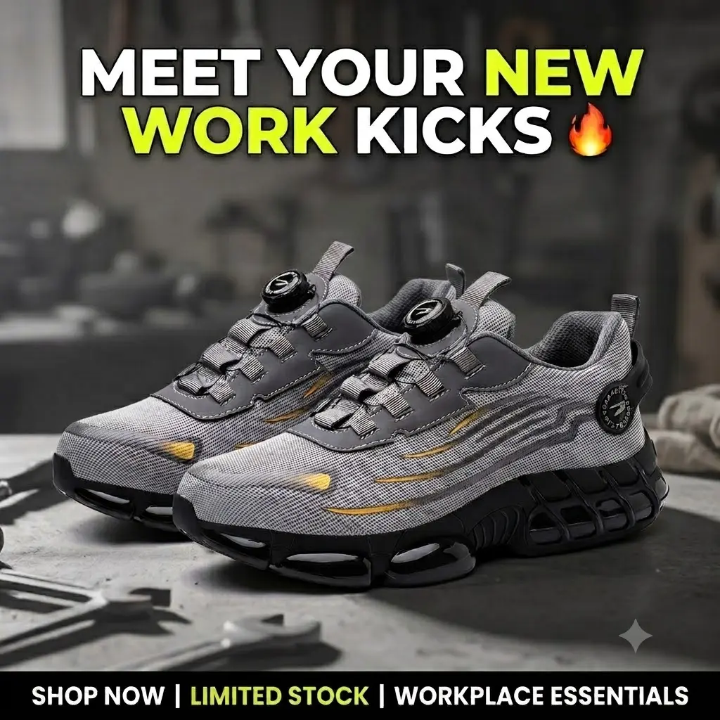 Men's Indestructible Steel Toe Safety Work Shoes - Quick Dial Lace, Flyknit Mesh, Cushioned Foam, Kevlar Midsole & Sole, Puncture-Resistant, Anti-Slip, Ultra-Light Industrial Use Casual Trainers, Work Sneaker