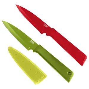 COLORI+ Paring Knife Set Straight + Serrated. 2 Pieces Japanese Stainless Steel Blade