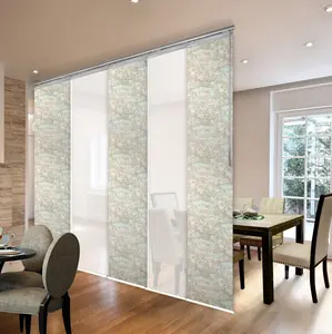 5-Panel Single Rail Panel Track Blind Extendable 58"-110"W x 91.4"H, Panel width 23.5", Winter, Abelia