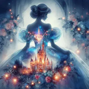 1pcs 5D DIY diamond painting kit, 5D diamond art set, DIY decoration, castle, flowers, light spots diamond painting kit full round drill DIY, mosaic, diamond art, DIY art home decor, suitable for Halloween and Christmas, Diamond Art Tools, Handicraft