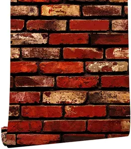 Red Brick Peel and Stick Wallpaper 17.7"*197" Self Adhesive Removable Wallpaper Red Faux Brick Contact Paper Waterproof Decorative Easily to Install Contact Paper for Kitchen Backsplash
