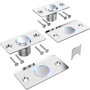 Adjustable Hidden Magnetic Door Ball Catch Hardware, Stainless Steel Strong Suction Strike Plate, Closet Ball Latch Replacement for Top of Door, 2 Pack Silver