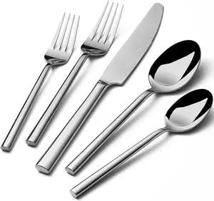 Potter 20-Piece Forged Silverware Set Stainless Steel Flatware Set Cutlery Set,Service for 4,Mirror Finish,Dishwasher Safe