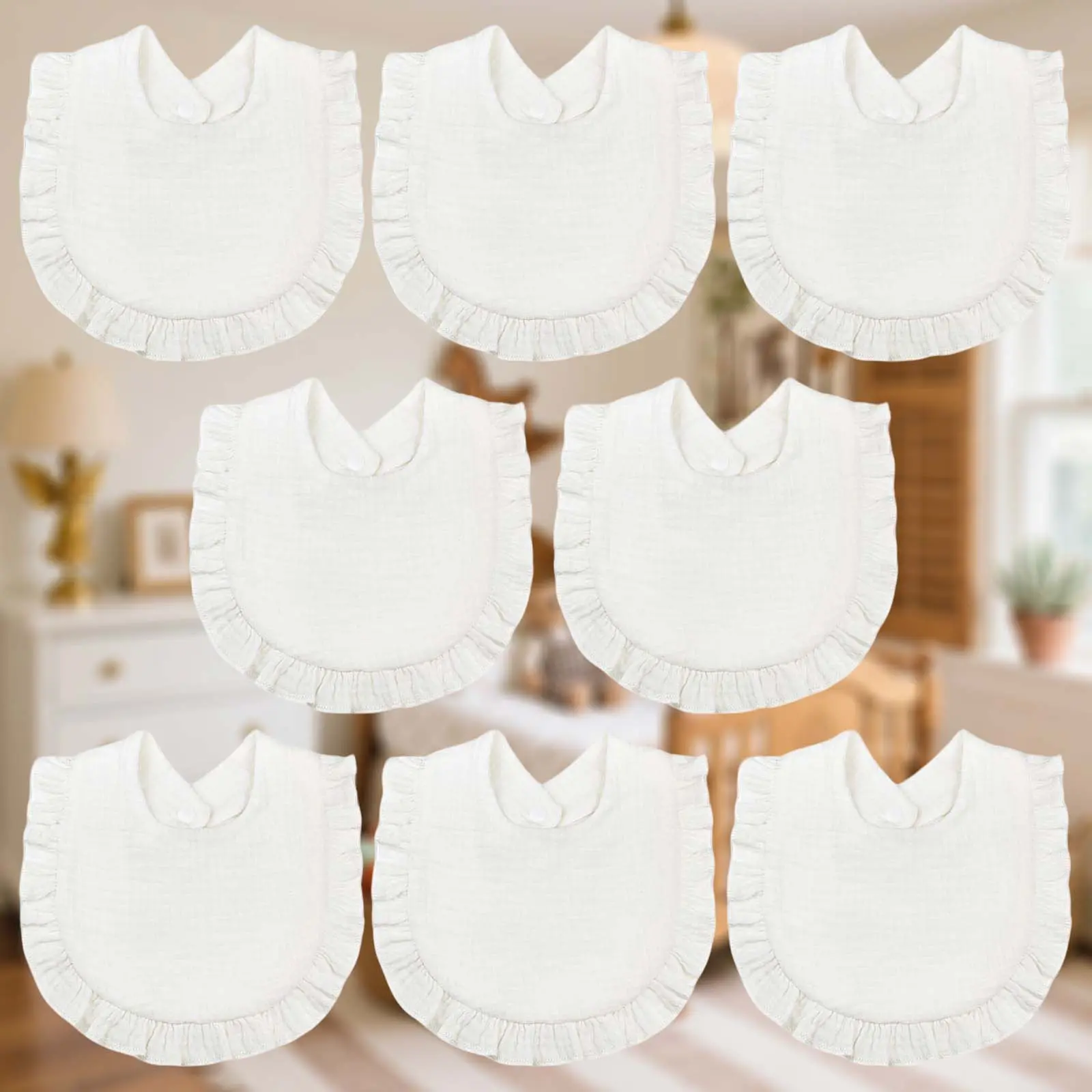 MUSBUY 8 Pack Organic Cotton Bandana Bibs, 4-Layer Soft Absorbent Breathable Classic Comfortable Newborn Bibs for 0-3 Years Delicate Skin, Secure Snap Closure, 1-Size Unisex Summer Essentials