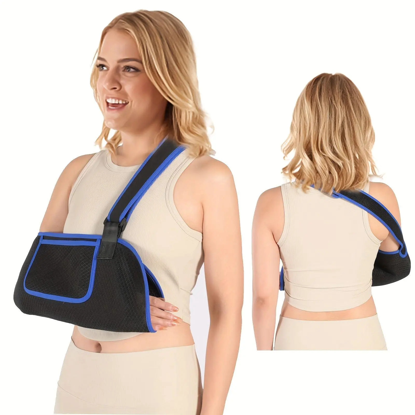 Upgraded Breathable Mesh Arm Sling with Padded Shoulder Strap, Adjustable Lightweight Arm Support Holder for Men & Women, Comfortable All Day Wear for Home, Travel & Daily Errands