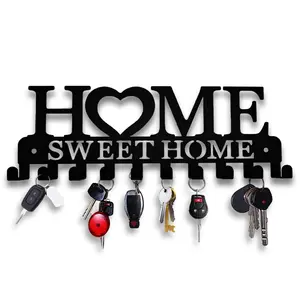 Wall Mounted Metal Hook, 1 Count Letter Graphic Key Holder For Wall, Decorative Home Key Hanger With Hooks For Entryway Hallway Office