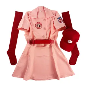 Dottie Hinson 2025 lady Polo collar dress Cityof Rockford Peaches A League of Their Own Movie AAGPBL Baseball Dress cheerleading team sportswear set pink S-XXL three-piece set hat socks belt Halloween CostumeCosplay Christmas gift