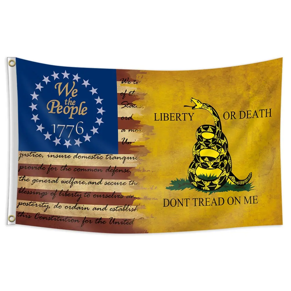1pc, Don't Tread On Me, We The People Flag, American Snake Flag USA 1776 Banner, 3x5ft (90*150cm), 2 Grommets, Single-Sided Printing, for Indoor, Outdoor, Party, Home, Wall Decor Flags, Decorative Banner, Party Decorations Banners