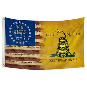 1pc, Don't Tread On Me, We The People Flag, American Snake Flag USA 1776 Banner, 3x5ft (90*150cm), 2 Grommets, Single-Sided Printing, for Indoor, Outdoor, Dorm, Party, Home, Garden, Decoration, Party Decorations Banners