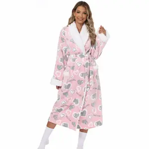 1 Piece Winter Warm Casual Pajama Robe Wearable Blanket for Women with Pockets, Calf-Length