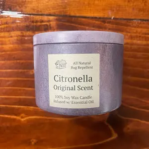 Soy Citronella Candle - Infused with Essential Oil - Natural Bug Repellent Soy Citronella Candle - Infused with Essential Oil - Natural Bug Repellent