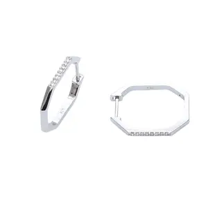 Silver Octa Sparkle Hoops-Silver LM