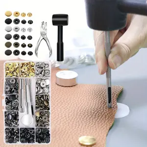 486 Pcs Leather Snap Fasteners Kit with Hammer Puncher,12.5mm Metal Button Snaps Press Studs with 4 Setter Tools for Clothes,Jackets,Jeans Wears,Bracelets,Bags,New Year Gifts,Hand Tools Kits
