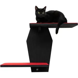 Gothic Wall  Shelves Wall-Mounted 2 Platform Wall Climbing Steps Furniture Goth Floating Coffin  Bed Tree Space-Saving Perch Ladder for Playing Nap Indoor Gothic