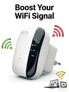 Wireless WiFi Extender Booster, Network Signal Repeater for Eliminating Dead Zones and Extending Coverage to All Rooms (Computers & Office Network Component)