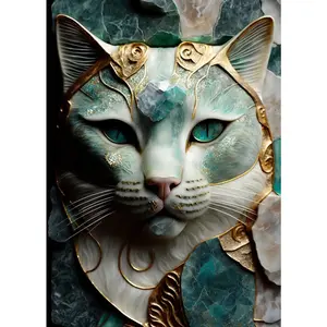 Abstract Cat Gem Kintsugi Poster. Cat Gemstone Kintsugi, 'golden joinery', is the Japanese art of repairing broken pottery with Gold). Unique Wall Art Decorative Posters Funny Posters, Meme Posters, Gifts Ornaments Decoration Artistic