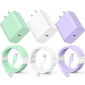 Compatible with iPhone16/15 Charger Fast Charging, 3 Pack 20W USB C Colorful Wall Charger Block with 6ft USB-C to C Cable Compatible with iPhone 16 15 Pro/Plus/Pro Max,Pad Pro 12.9/11 inch,Pad Air 5th Smartphone Cellphone