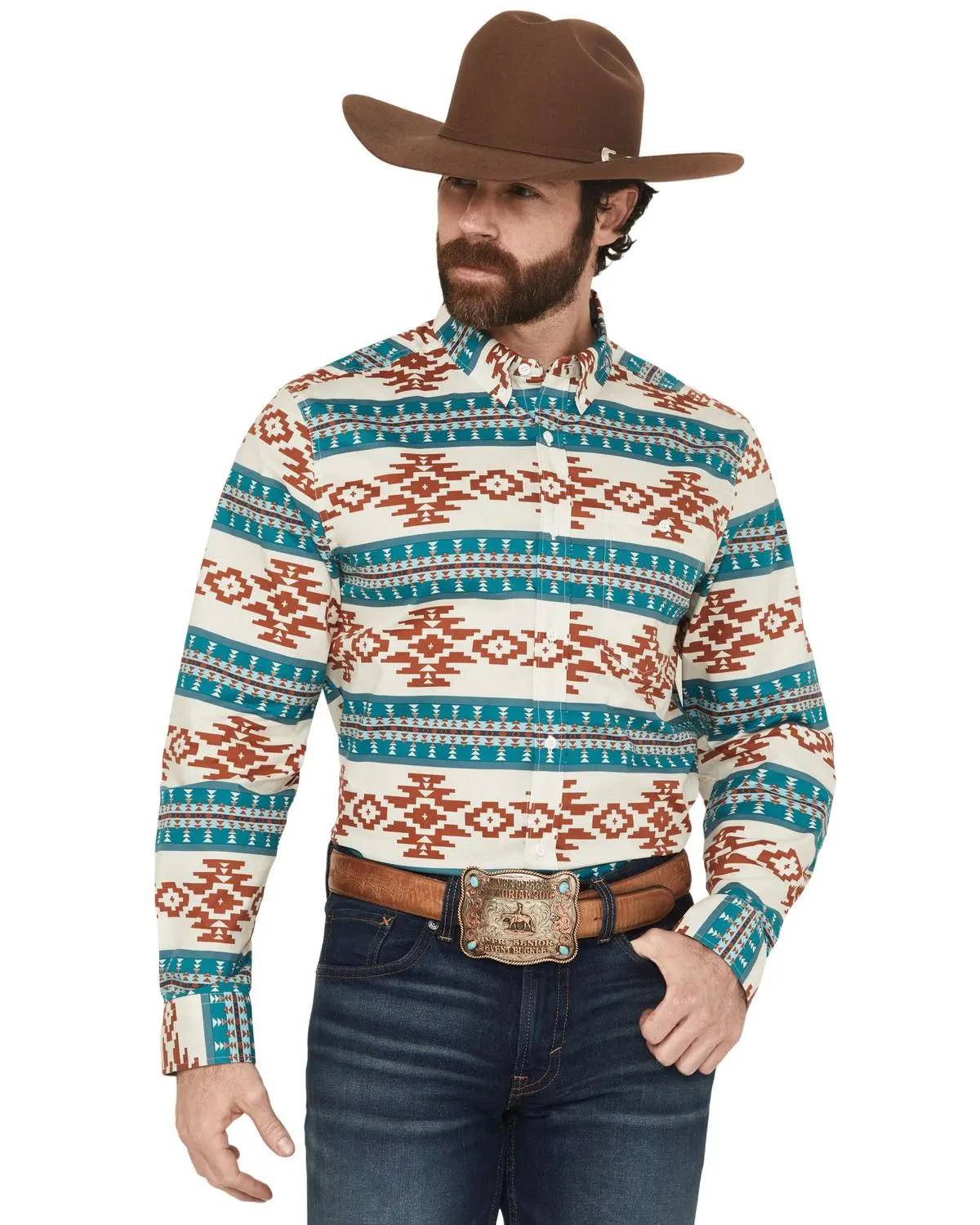 Rank 45 Men's 45&Reg; Men'S Hansan Southwestern Striped Long Sleeve - Rmsu25w25-Multi