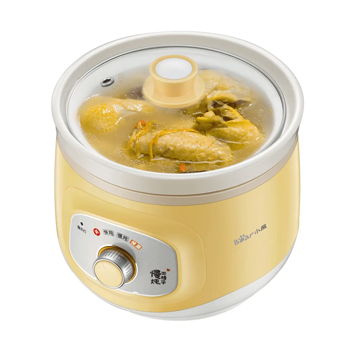 Bear 2.0L Ceramic Electric Stew Pot - Low-Power Ceramic Ricecooker for Dorms, Ideal for Porridge, Soup, Rice Cooking