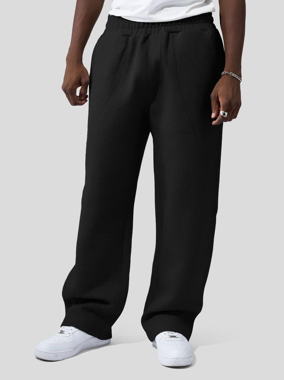 Fioboc Men‘s CozySpacer Fall Drawstring Wide Leg Pants Curved Design