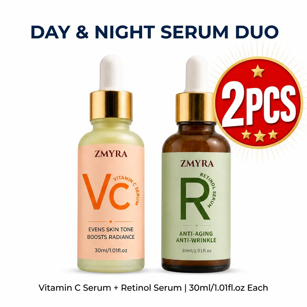 Day & Night Serum Duo - Vitamin C + Retinol Set (2x30ml) for Brighter, Youthful Skin | Even Tone, Boost Radiance, Anti-Aging & Wrinkle Reduction