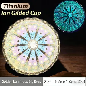 Set of 2 large golden luminous Jianzhan cups