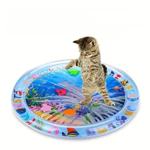 Interactive Splashproof Cat Toy Mat with Floating Fish Design, PVC Indoor Cat Relief Kick Toy for Tap Water