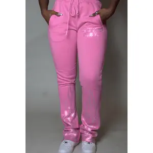 Anastesia Bubblegum Pink Stacked Track Pant Anastesia Bubblegum Pink Stacked Track Pant