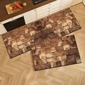Silica Mud Kitchen Mat, Real Wood Grain Pattern, Anti-Fatigue Cushioned Rug, Machine-Made Design, Ideal for Home & Office Use