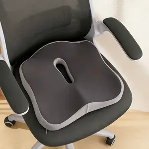 One ergonomic seat cushion, seat pad, three-zone memory foam support - soft and comfortable, structured base, removable and washable, black/grey, suitable for office chairs/car seats/wheelchairs for long periods of sitting.