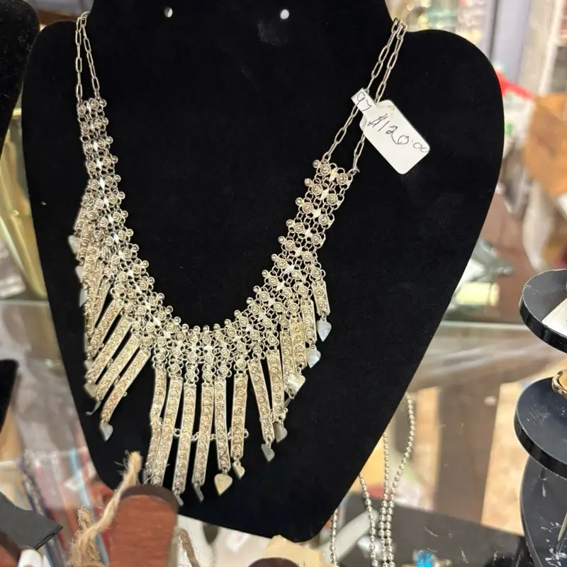 Sterling bib necklace