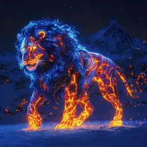 1pcs 5D DIY diamond painting set, 5D diamond art set, DIY decoration, glowing lion diamond painting set full round drill DIY, mosaic, diamond art, DIY art home decoration, suitable for Halloween and Christmas.