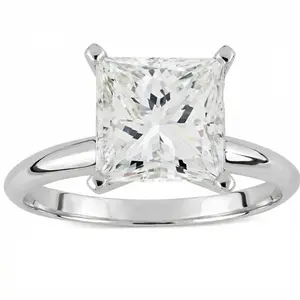 Certified 3 Ct Princess Cut Diamond Solitaire Engagement Ring 14k Gold Lab Grown
