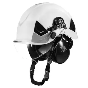 summervibes summervibesVEVOR Industrial Safety Helmet, ANSI/ISEA Z89.1 Approved ABS Hard Hat with Visor Earmuffs, 6-Point Ratchet Suspension, Adjustable Vented Hardhat for Men Women, for Outdoor Construction Workwear