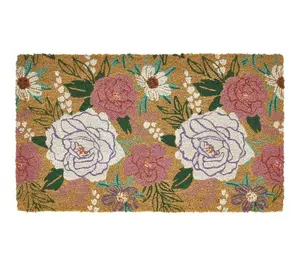 Multi Flourished Love Outdoor Doormat Suitable for Outdoor Entrance Floor, Romantic Home Decor with Heart