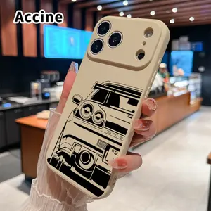 Straight Edge Phone Case for iPhone 17 15 16 14 Pro Max 13 12 11 XR XS Plus Air E  Sports Car Silhouette Pattern Anti-Scratch Shockproof TPU Bumper Drop-proof Cover Cellphone Protective