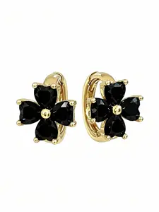 Elegant Zircon Four-Leaf Clover Ear Cuffs, Korean Style Luxurious Unique Daily Commute Jewelry, Versatile Fashion Accessory, Statement Earrings