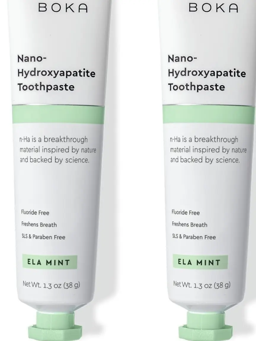 Boka Toothpaste - Nano Hydroxyapatite Toothpaste, Fluoride Free Toothpaste Appropriate for Sensitive Teeth - Adult Oral Care - Ela Mint - 1.3 Oz, 2PK