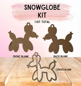 Snowglobe Ornament Kit | Fillable Acrylic Blanks | Car Mirror Charms - Balloon Dog