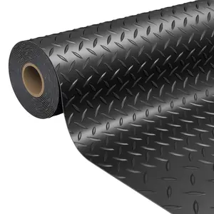 7.5x17 FT Garage Floor Mat, 2.5mm Thickened Garage Flooring Heavy Duty Rubber Garage Floor Mats For Under Car, Diamond Plate Garage Mat For Garage, Workshop, Enclosed Trailer, Black, 7.5X20FT